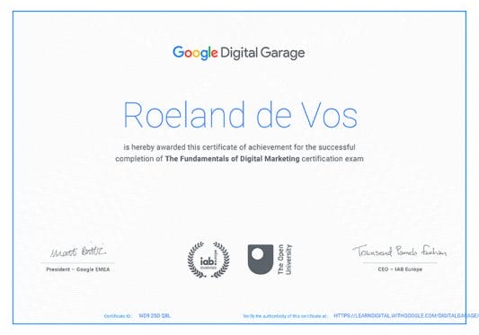 Google certificate for Digital Marketing